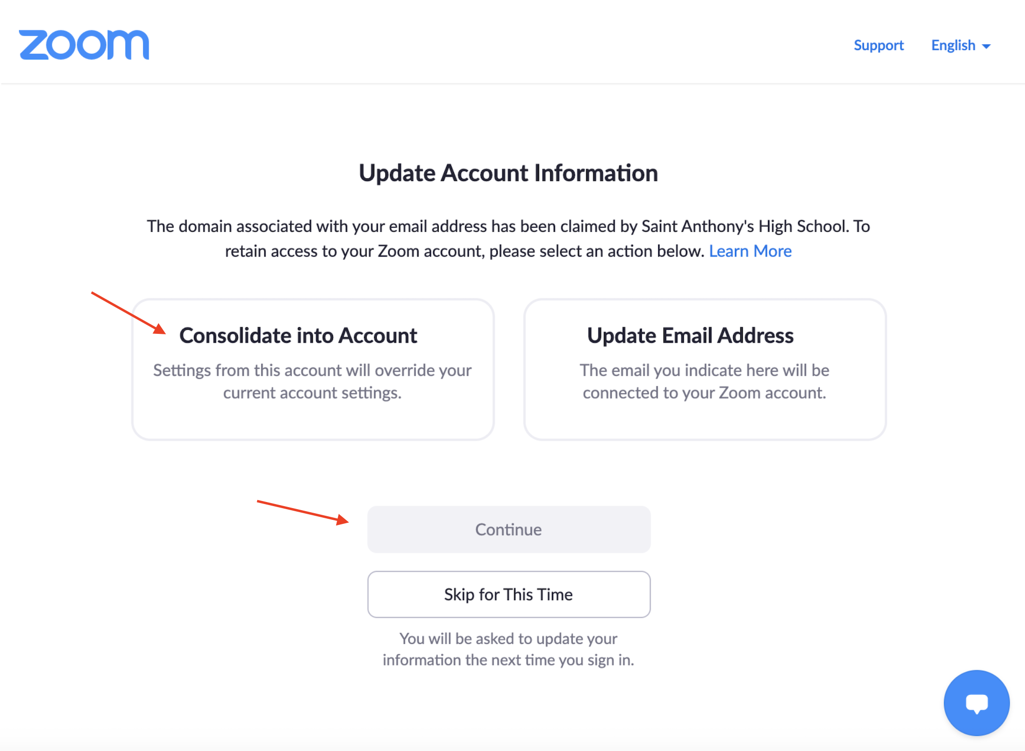 Zoom Consolidation St. Anthony's High School